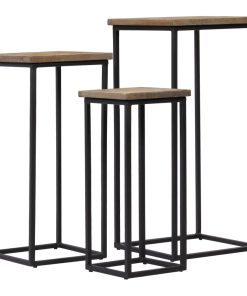 3-dijelni set uklapajućih stolića od obnovljene tikovine