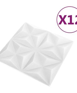 3D zidni paneli 12 kom 50 x 50 cm origami bijeli 3 m²