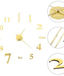 3D zidni sat moderni dizajn 100 cm XXL zlatni
