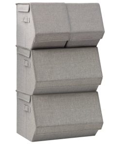 4-dijelni set složivih kutija za pohranu od tkanine sivi