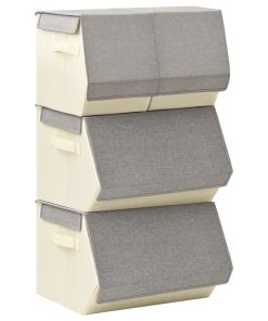 4-dijelni set složivih kutija za pohranu od tkanine sivi i krem