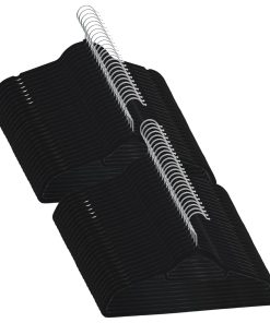 50-dijelni set vješalica za odjeću protuklizni crni baršunasti