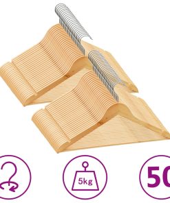 50-dijelni set vješalica za odjeću protuklizni od tvrdog drva