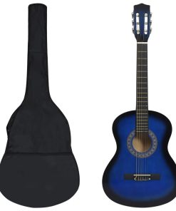 8-dijelni početnički set klasične gitare za djecu plavi 3/4 36"