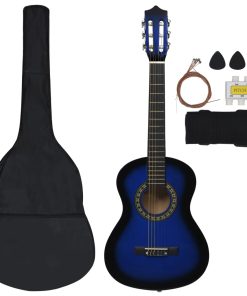 8-dijelni set klasične gitare za početnike plavi 1/2 34"