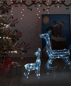 Akrilna obitelj sobova božićni ukras 160 LED ledeno bijela