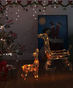 Akrilna obitelj sobova božićni ukras 160 LED raznobojni
