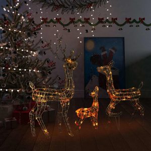 Akrilna obitelj sobova božićni ukras 300 LED raznobojna