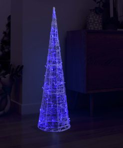 Akrilni ukrasni stožac s LED svjetlima plavi 120 cm