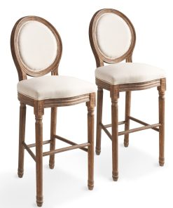 Barske stolice od bijele tkanine 2 kom