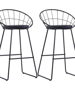 Barske stolice od umjetne kože 2 kom crne
