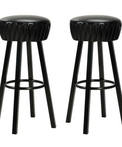Barske stolice od umjetne kože 2 kom crne