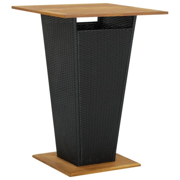 Barski stol crni 80x80x110 cm poliratan i masivno drvo bagrema