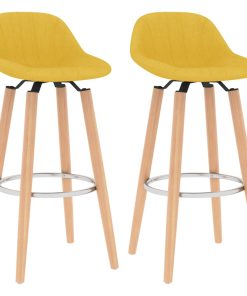 Barski stolci od tkanine 2 kom boja senfa