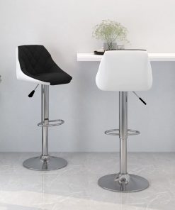 Barski stolci od umjetne kože 2 kom crno-bijeli