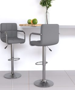 Barski stolci od umjetne kože 2 kom sivi