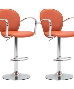 Barski stolci s naslonom 2 kom narančasti od umjetne kože