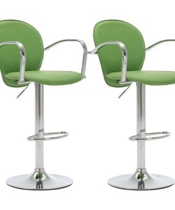 Barski stolci s naslonom za ruke 2 kom zeleni od umjetne kože