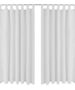 Bijela mikro-satenska zavjesa s tregerima 140 x 225 cm 2 kom