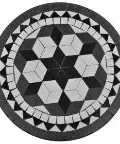 Bistro stolić crno-bijeli 60 cm s mozaikom
