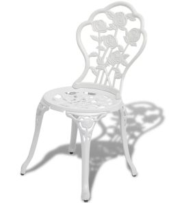 Bistro stolice 2 kom lijevani aluminijum bijeli