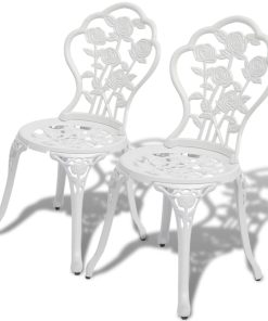 Bistro stolice 2 kom lijevani aluminijum bijeli