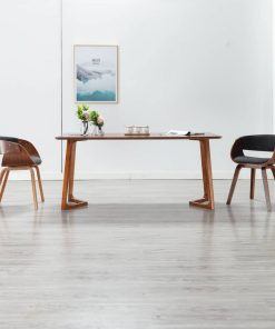 Blagovaonska stolica od savijenog drva i tkanine siva