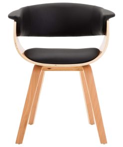 Blagovaonska stolica od savijenog drva i umjetne kože crna