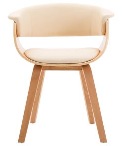 Blagovaonska stolica od savijenog drva i umjetne kože krem