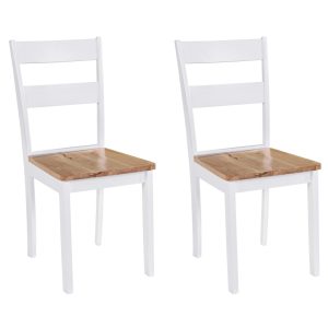 Blagovaonske stolice od masivnog drva kaučukovca 2 kom bijele