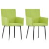 Blagovaonske stolice s naslonima za ruke 2 kom zelene tkanina