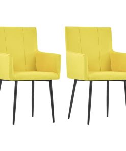Blagovaonske stolice s naslonima za ruke 2 kom žute od tkanine