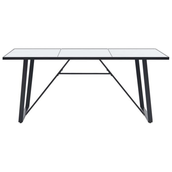 Blagovaonski stol bijeli 180 x 90 x 75 cm od kaljenog stakla