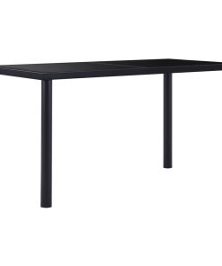 Blagovaonski stol crni 140 x 70 x 75 cm od kaljenog stakla