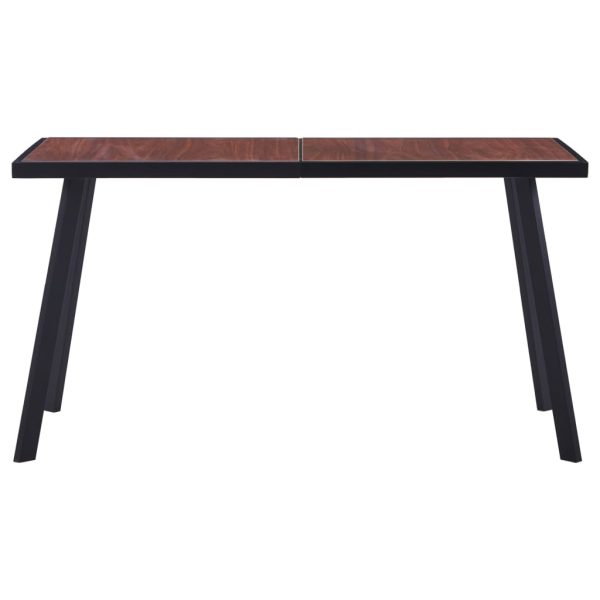 Blagovaonski stol tamna boja drva i crna 140 x 70 x 75 cm MDF