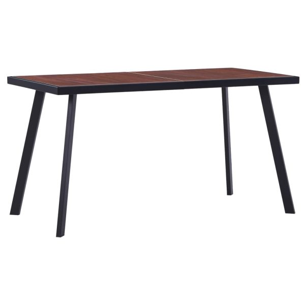 Blagovaonski stol tamna boja drva i crna 140 x 70 x 75 cm MDF