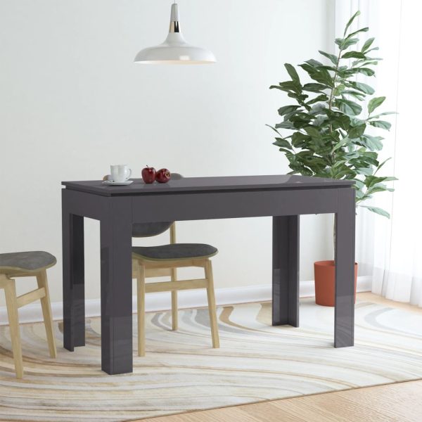 Blagovaonski stol visoki sjaj sivi 120 x 60 x 76 cm od iverice