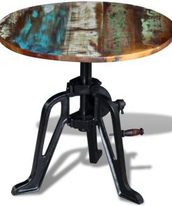 Bočni stolić 60 x (42-63) cm obnovljeno drvo i lijevano željezo