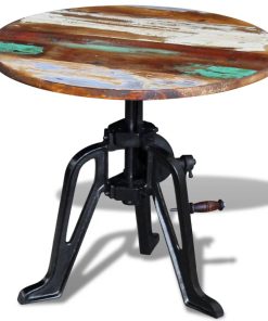 Bočni stolić 60 x (42-63) cm obnovljeno drvo i lijevano željezo
