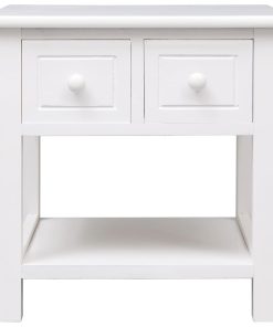 Bočni stolić bijeli 40 x 40 x 40 cm od drva paulovnije