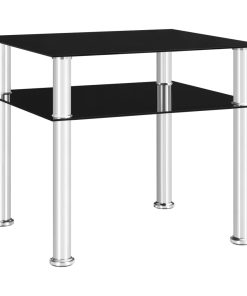 Bočni stolić crni 45 x 50 x 45 cm od kaljenog stakla