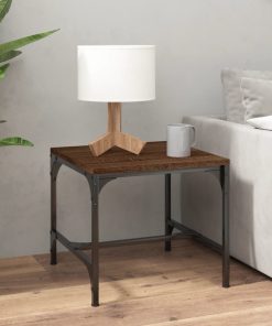 Bočni stolić smeđa boja hrasta 40x40x35 cm konstruirano drvo