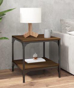 Bočni stolić smeđa boja hrasta 40x40x40 cm konstruirano drvo