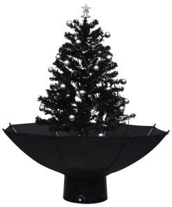 Božićno drvce koje sniježi sa stalkom crno 75 cm PVC