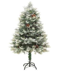 Božićno drvce s LED svjetlima i češerima zeleno 150 cm PVC i PE