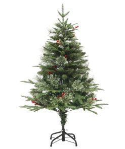 Božićno drvce s LED svjetlima i češerima zeleno 150 cm PVC i PE