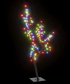 Božićno drvce sa 128 LED šarenih žarulja cvijet trešnje 120 cm