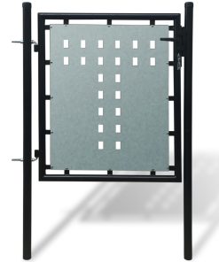 Crna jednostruka vrata za ogradu 100 x 125 cm
