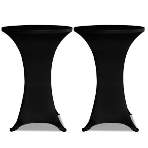 Crni rastežljiv stolnjak za stolove Ø70 2 kom