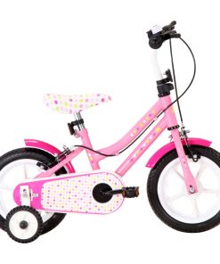 Dječji bicikl 12 inča bijelo-ružičasti
